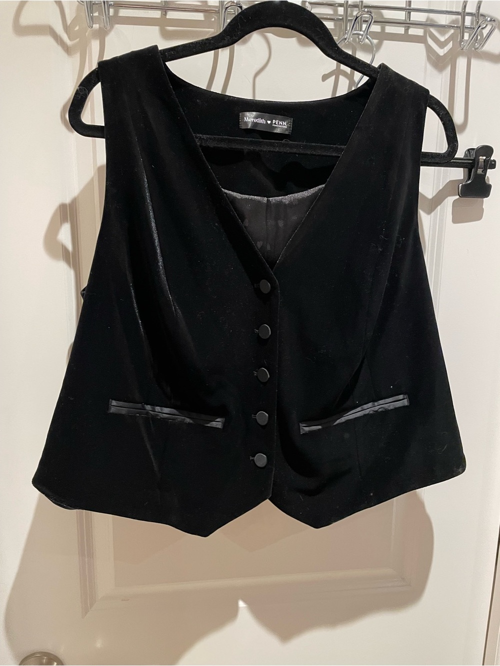 Penningtons Black Velvet Button Front Vest